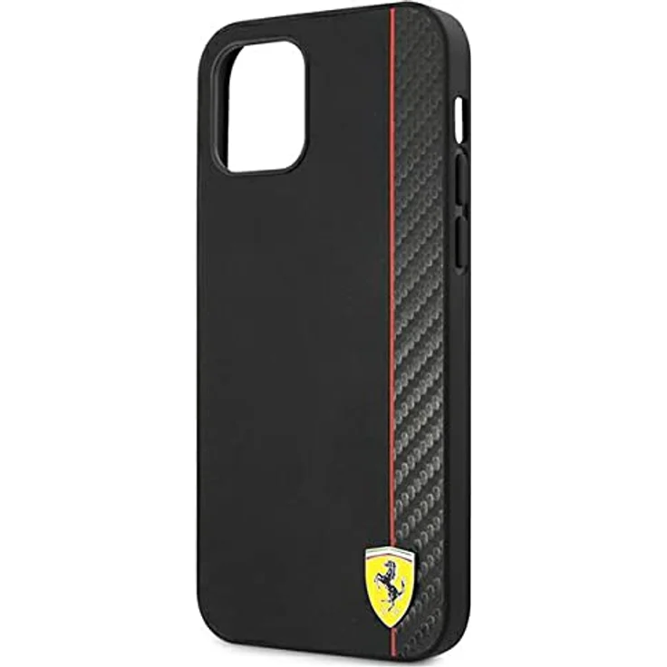 Ferrari On Track Carbon Stripe Hülle für iPhone 12 mini - Schwarz, langlebig mit carbon-texturiertem Design und Ferrari-Logo – Bild 6