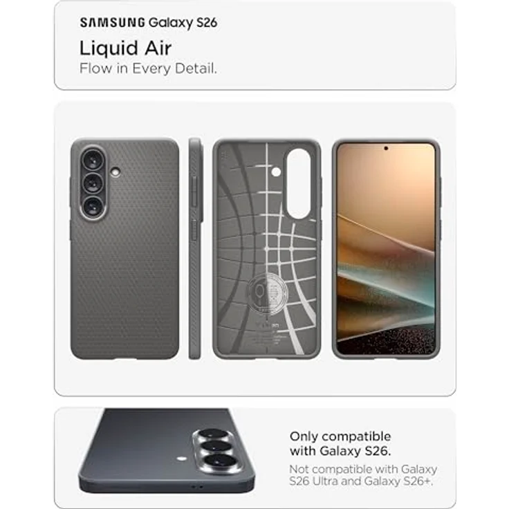 Spigen Liquid Air Hülle für Samsung Galaxy S26, stoßdämpfender TPU-Schutz, Anti-Rutsch Design – Marble Gray – Bild 2