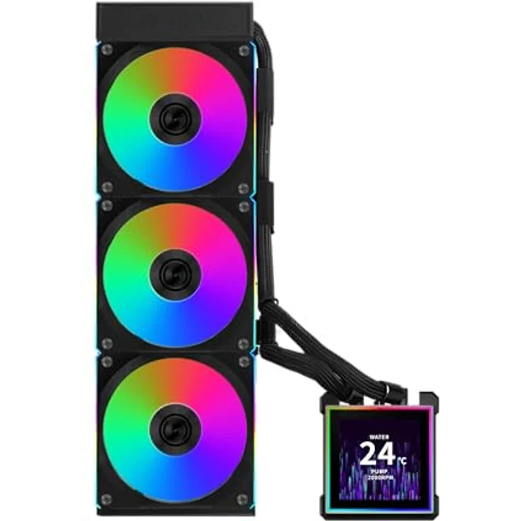 Lian Li HydroShift II LCD-S 360, 360 mm AiO-Wasserkühlung mit 3,4" IPS-Display und RGB-Beleuchtung, schwarz – Bild 1