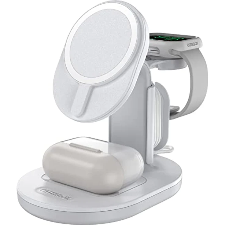 OtterBox kabellose 3 in 1 MagSafe Ladestation, Starke Magnetische Ausrichtung und Halt für MagSafe Produkte, Elegante Ladelösung für iPhone, Airpods Pro und Apple Watch, Weiß – Bild 3