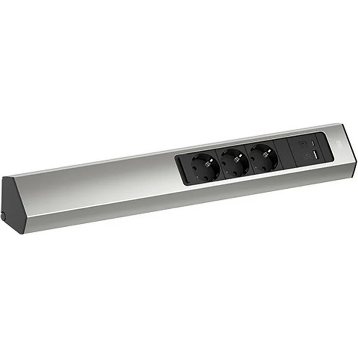 Bachmann CASIA 2 Steckdosenleiste, 3xCEE7/3 1xUSB A/C 22W, Edelstahl-Optik, 2,0m Kabellänge - Preisvergleich – Bild 1