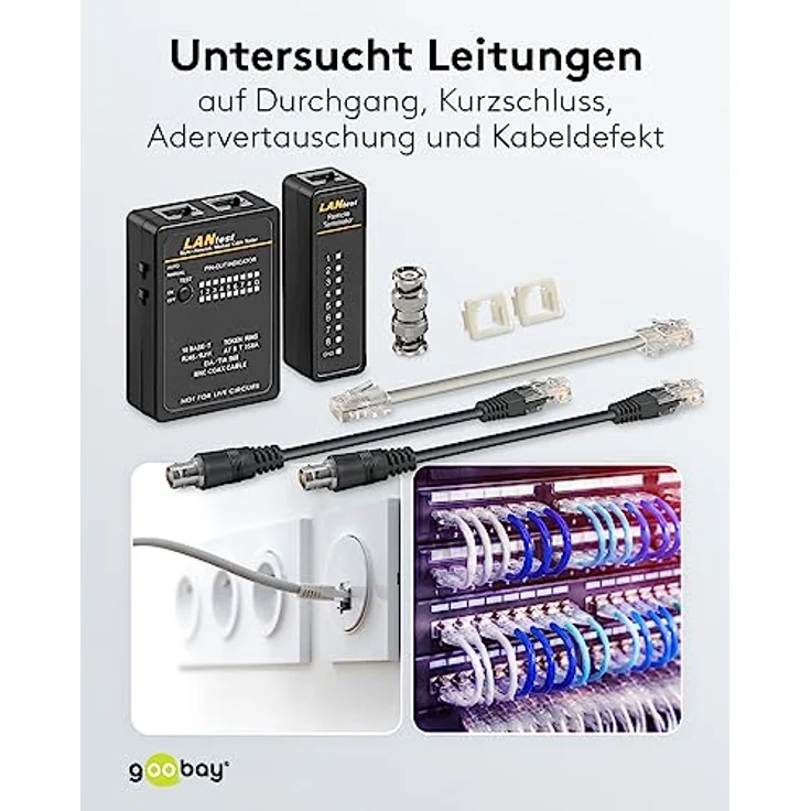 Leitungstester - Netzwerktester - Kabeltester für RJ11, RJ12, RJ45, ISDN, CAT5, CAT6, BNC – Bild 9
