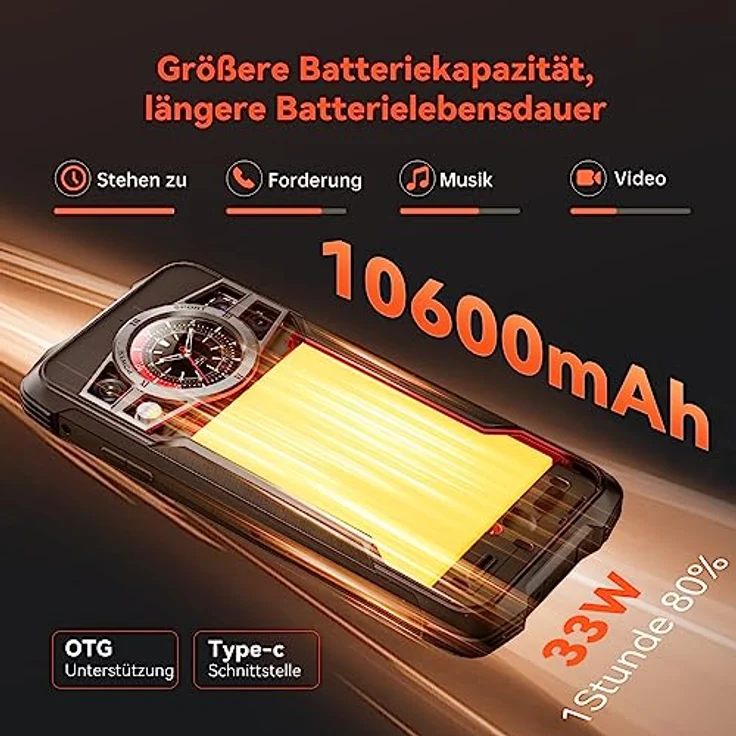 CUBOT Kingkong 9 Outdoor Handy Ohne Vertrag Android 13(2023),Helio G99 24GB RAM/256GB ROM Outdoor Smartphone 10600mAh,6,58" FHD+ Display IP68 Wasserdicht Simlockfreie Handys,100MP+32MP Kamera, 4G NFC – Bild 3