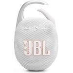 JBL Clip 5 in White - Portable Bluetooth Speaker Box Pro Sound, Deep Bass and Playtime Boost Function - Waterproof and Dustproof - 12 Hours Runtime