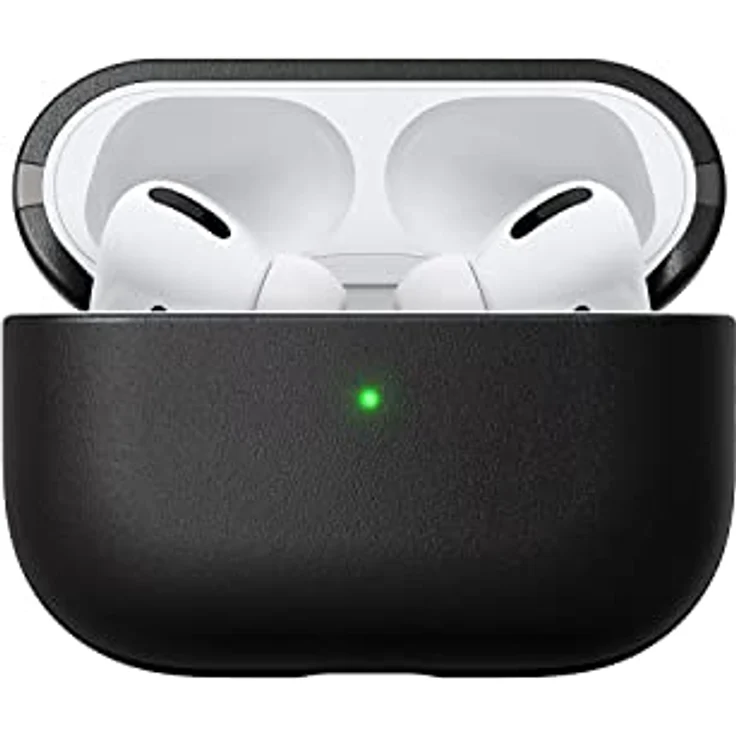 NOMAD Modern Leather Case für Airpods Pro | Robuste Schutzhülle aus Polycarbonat und Echtleder | Gummierte TPE-Bumper | Airpods Pro 2 | Black – Bild 1