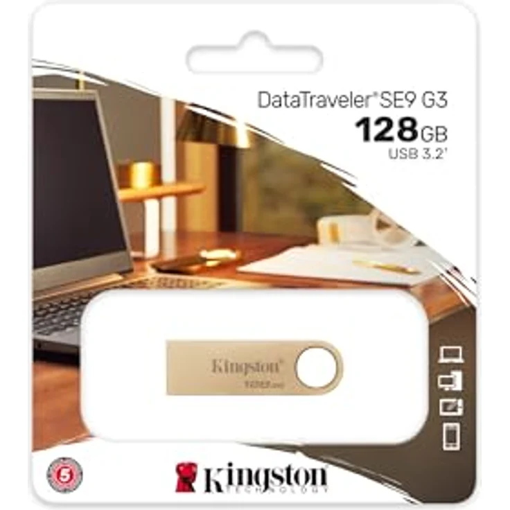 Kingston DataTraveler SE9 Gen 3 - 128GB - 220MB/s beim Lesen - Metall - USB-Stick 3.2 Gen 1 -Gold – Bild 3