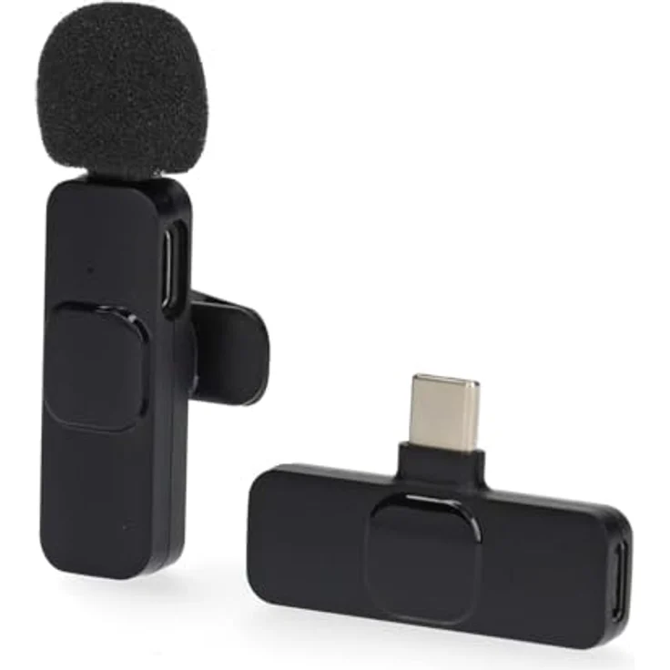 Nedis MICW110BK, kabelloses USB-C Lavaliermikrofon mit omnidirektionalem 360° HD-Mikrofon, 5 Stunden Betriebszeit, schwarz – Bild 1