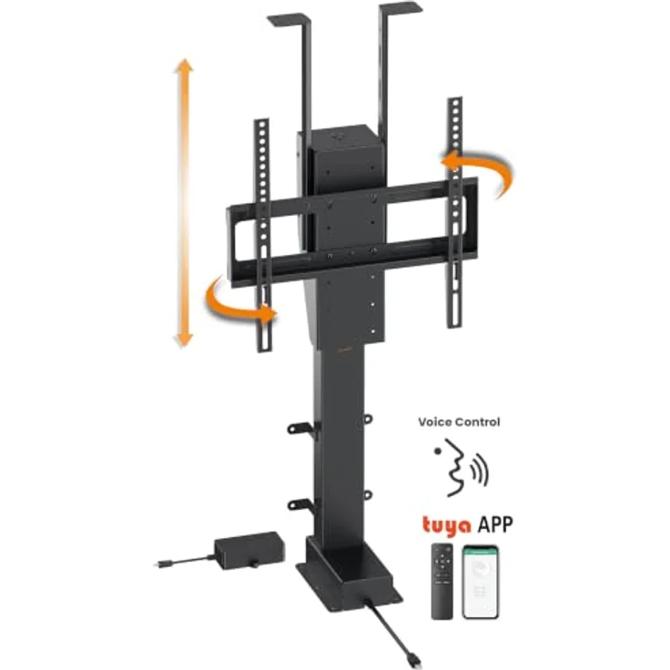 my wall TV-Ständer HP67-1L, elektrisch drehbar und höhenverstellbar für TVs bis 55 Zoll, 60 kg Tragkraft, VESA bis 400x400, App- und Sprachsteuerung – Bild 4