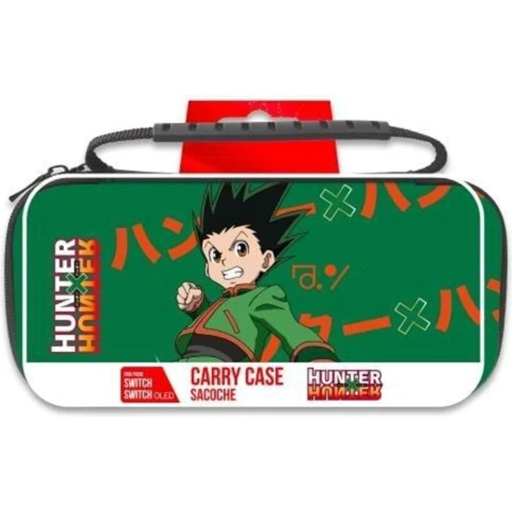 Trade Invaders Hunter X Hunter Slim Bag für Nintendo Switch und Switch Oled, grün, für Konsole und 10 Spiele, mit schützendem Hartschalen-Design und gepolstertem Innenraum
