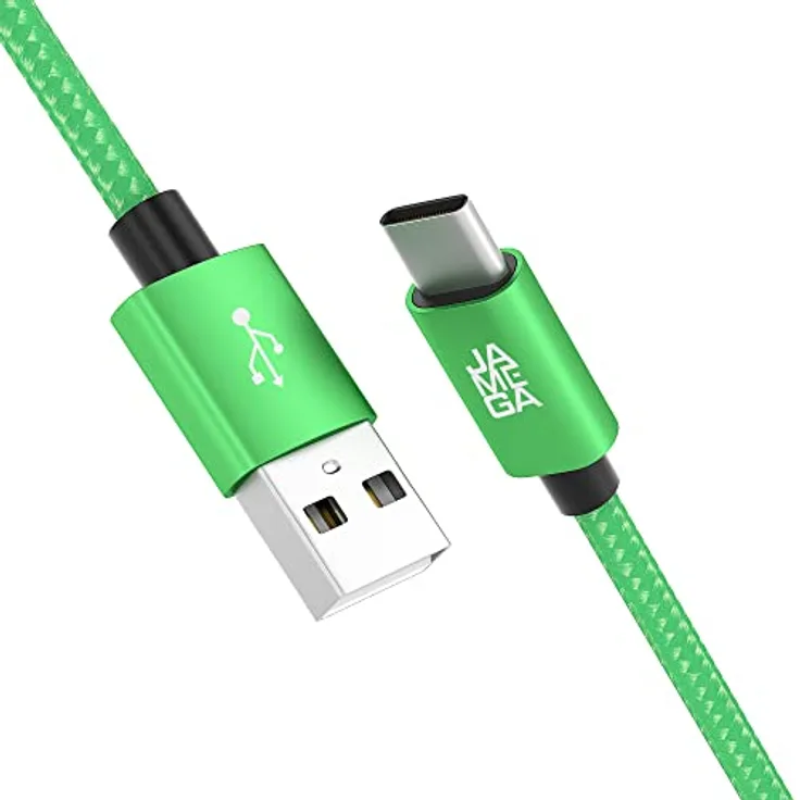 JAMEGA USB-C Kabel Nylon, 0,5m Schnell Ladekabel mit Hochgeschwindigkeits-Datentransfer bis zu 5 Gbps, kompatibel mit Samsung, Huawei, HTC, LG