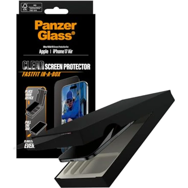 PanzerGlass Ultra Wide Fit, Displayschutzfolie für Apple iPhone Air, transparent, 60 % recyceltes Glas, stossgeprüft bis 4,8 Meter, inkl. EasyAligner – Bild 5