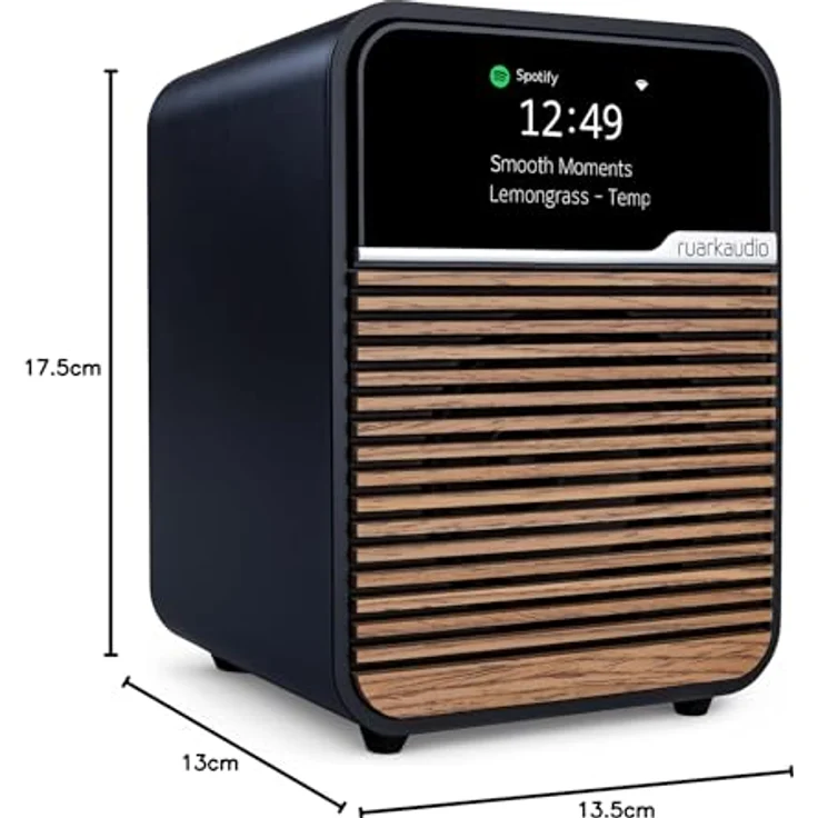 Ruark Audio R1S, DAB/DAB+/UKW Radio mit Wi-Fi und Bluetooth-Streaming, Gehäuse Mittelgrau mit Frontgrill aus Fused Walnut – Bild 7