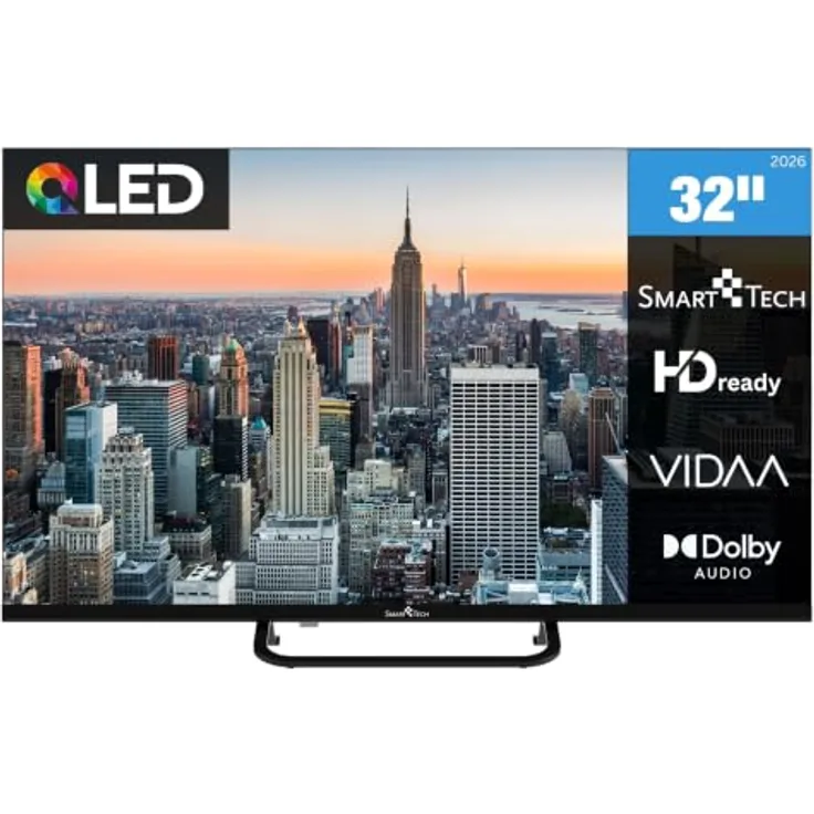 Smart Tech 32QV02V, 40 Zoll QLED Smart TV mit VIDAA, HD ready, Triple-Tuner, WLAN und Dolby Digital Plus