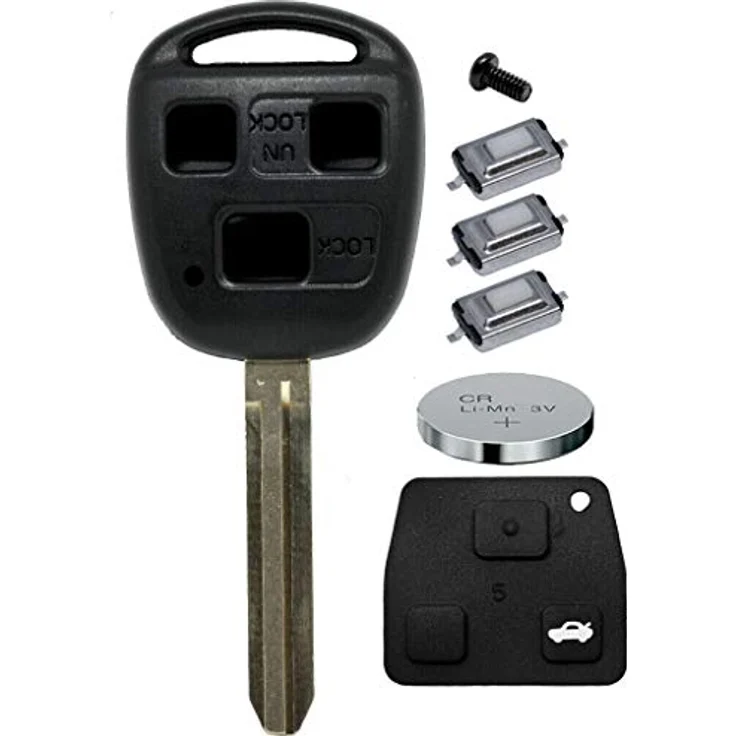 mt-key Auto Schlüssel 3 Tasten Set für Toyota Yaris, Verso, RAV4, Previa mit TOY43 Gehäuse, Tastenfeld und CR2016 Knopfzelle – Bild 1
