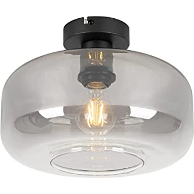 Qazqa Art Deco Deckenlampe in Schwarz mit Rauchglas - Bizle I LED geeignet E27 – Bild 1
