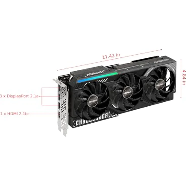 ASRock Radeon RX 9070 XT, 16 GB GDDR6 Grafikkarte mit RDNA 4-Architektur, 2970 MHz Boost-Takt und dreifachem Kühlsystem – Bild 2