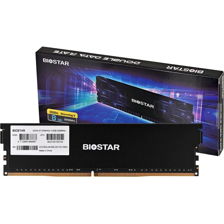 Biostar DDR4 Storming V Speichermodul 8 GB, 3200 MHz, UDIMM, CAS 16, Einzelkanal