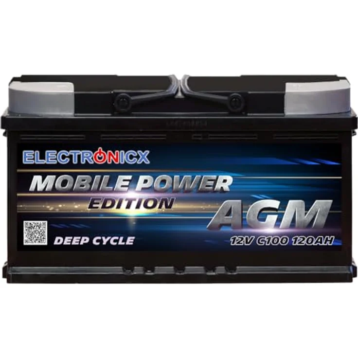 Electronicx Mobile Edition AGM Batterie 120AH, 12V Versorgungsbatterie für Wohnmobil, Boot, Solar & Freizeit, wartungsfrei, hohe Zyklenfestigkeit, temperaturbeständig bis 60°C – Bild 1