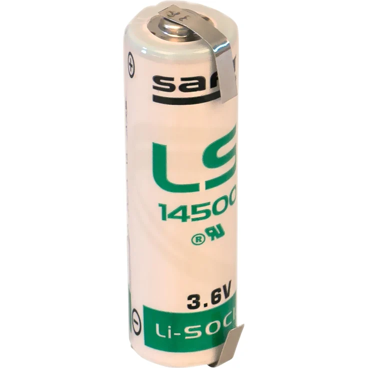 SAFT Lithium-Batterie LS 14500 AA, 3,6 V, 2600 mAh, mit U-Lötfahne für professionelle Anwendungen