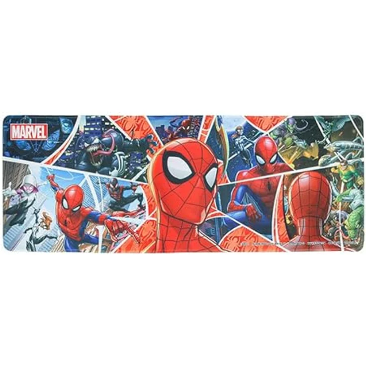 Paladone Products Spider-Man Schreibtischunterlage, abwischbare Mausmatte mit Comic-Collage, 80 cm x 30 cm, Mehrfarbig – Bild 3