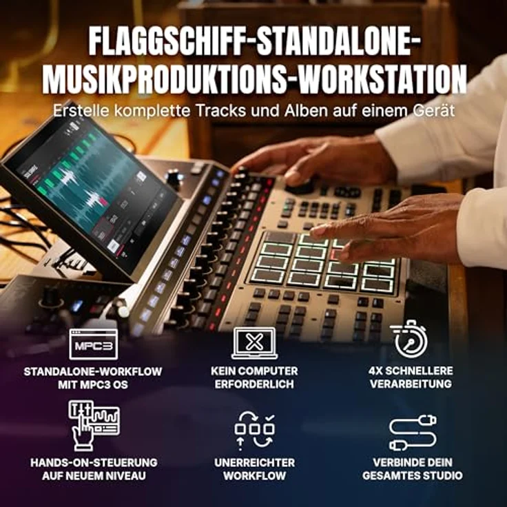 Akai MPC XL, DJ Controller mit 8-Core Prozessor, 10.1 Zoll Multi-Touch Display und 256GB Speicher – Bild 2