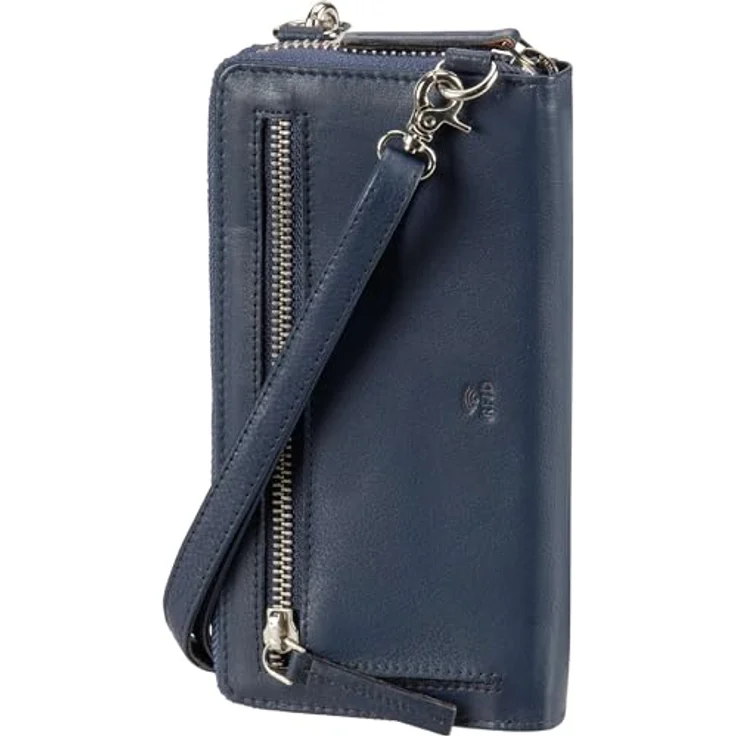 Greenburry Nappa Handytasche RFID, Leder 8 cm, blau, 100% Leder – Bild 2