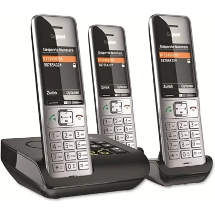 Gigaset COMFORT 500A Trio - 5,8 cm (2,2 Zoll) TFT-Farbdisplay für optimale Lesbarkeit, schwarz, silber – Bild 2
