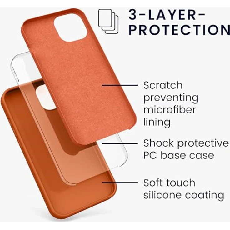 kwmobile Handyhülle für iPhone 13 Silikon Case in Warme Aprikose, flexibles Soft Backcover mit kabellosem Laden – Bild 2