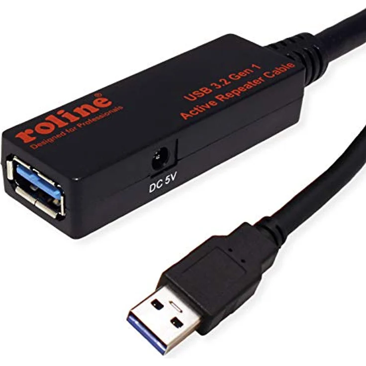 Roline USB3.2 Gen1 Aktives Repeater Kabel, 20 m, USB 3.2 Gen 1, schwarze Steckverbinder, maximale Datenrate 5 Gbit/s – Bild 1