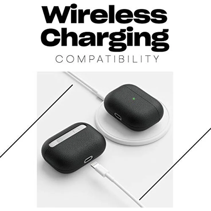 KeyBudz Artisan Leder Schutzhülle für Apple AirPods Pro Case, Etui, Ledertasche Echtleder, Kopfhörer Ohrhörer Zubehör, schwarz – Bild 7