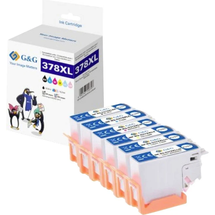 G&G Druckerpatrone Kompatibel GP-E378XLBKCMYLCLM-6P, 6er Set in Schwarz, Cyan, Magenta, Gelb, Hell-Cyan und Hell-Magenta für Epson 378XL