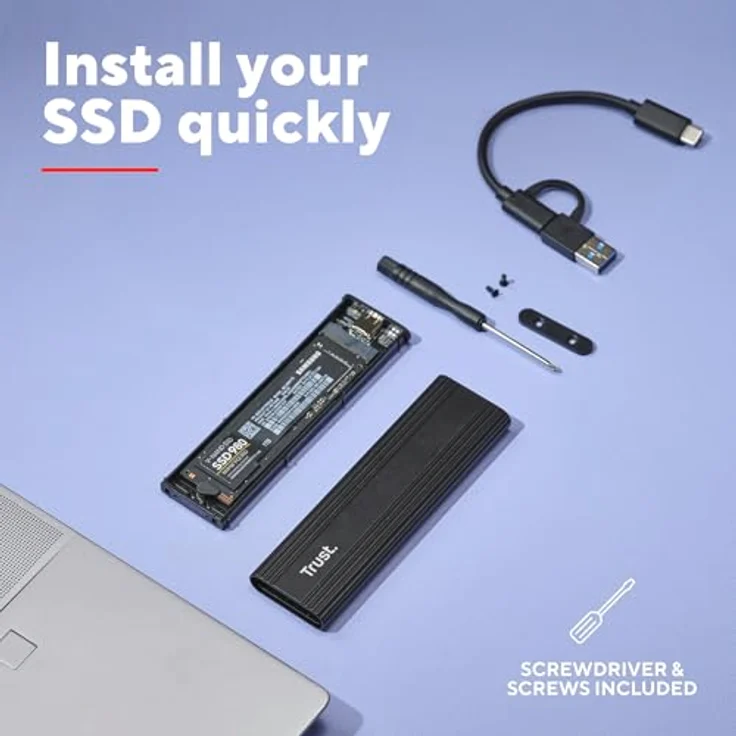 Trust USB-C-Gehäuse für M.2 SSD, ideal zur Festplattenaufbewahrung – Bild 6