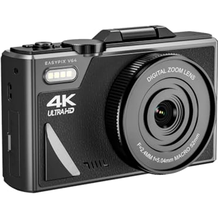 Easypix V64 Flip, Digitalkamera mit Flip-Screen, 64 MP Auflösung, 18x Digitalzoom, WiFi, 3.0" Aufklappbares Display, Schwarz – Bild 4