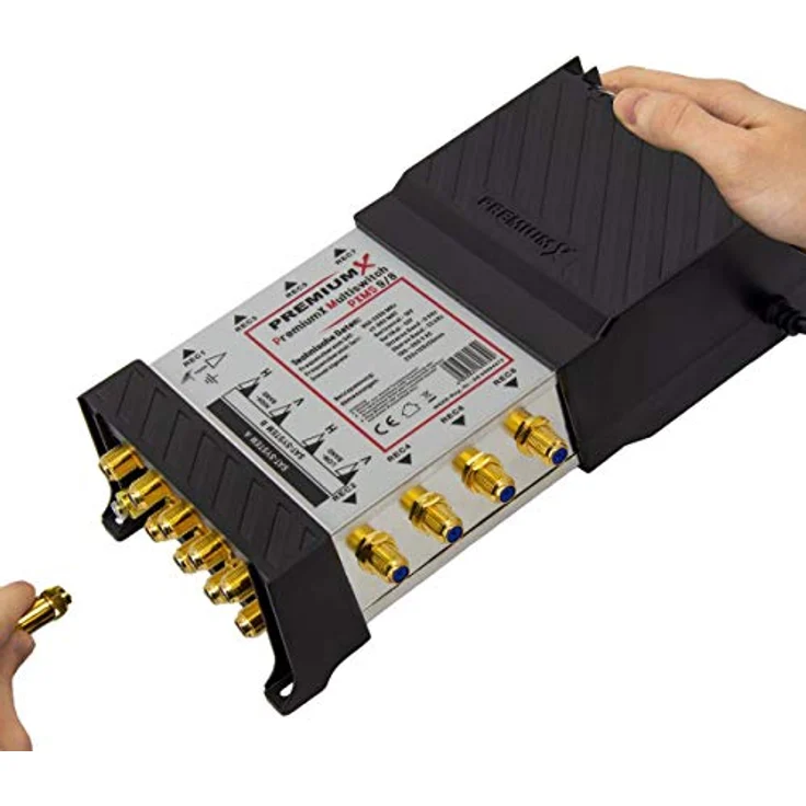Premium X Multischalter Set PXMS 9-8, 8-fach Signalverteiler für 2 Satelliten mit Abisolier-Werkzeug und Netzteil – Bild 3