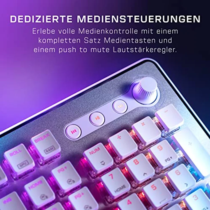 Roccat Vulcan II Max – Optische/Mechanische PC-Gaming-Tastatur, anpassbare RGB-beleuchtete Tasten und Handballenauflage, Titan Tasten-Switches, Aluminium-Abdeckplatte, weiß – Bild 5