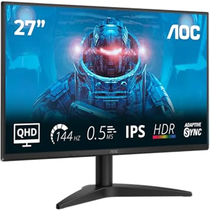 AOC Q27B36X 27-Zoll WQHD Monitor, 144 Hz, IPS-Panel, 0,5 ms MPRT, Adaptive Sync, HDR10, Schwarz