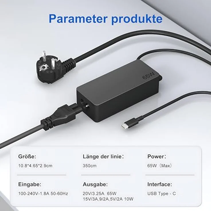 Dzytnsy 65W USB C Netzteil für Lenovo, kompatibel mit ThinkPad X1 Carbon/Yoga/Chromebook, 20V 3.25A, 12FT Kabel – Bild 5