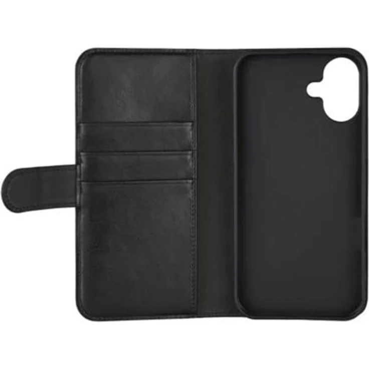 Essentials Wallet Black für iPhone 16 Plus, PU Hülle mit Platz für 3 Karten, schwarz