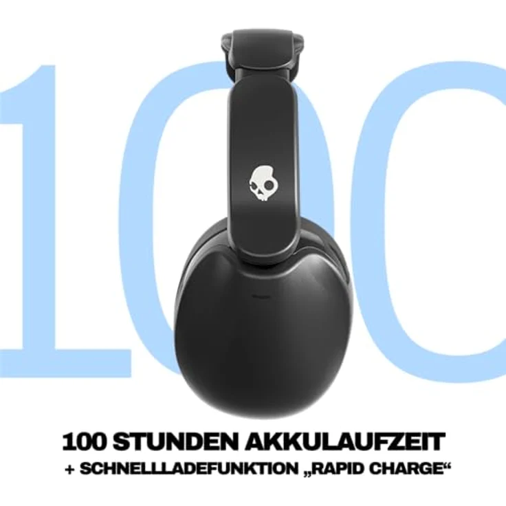 Skullcandy Hesh 360, Wireless Over-Ear Bluetooth Kopfhörer mit bis zu 100 Stunden Akkulaufzeit, Noise Isolating Fit, flach zusammenklappbarem Design und Mikrofon - True Black – Bild 2