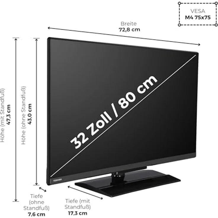 Toshiba 32LV3E63DA, 32 Zoll Smart TV VIDAA Full HD mit HDR, Triple-Tuner und Bluetooth, LED TV – Bild 3