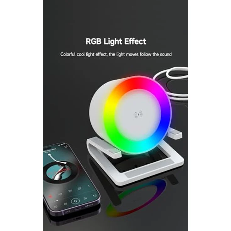 Devia Bluetooth-Lautsprecher I-M3 mit induktivem 15-W-Ladegerät und Licht, weiß – Bild 7