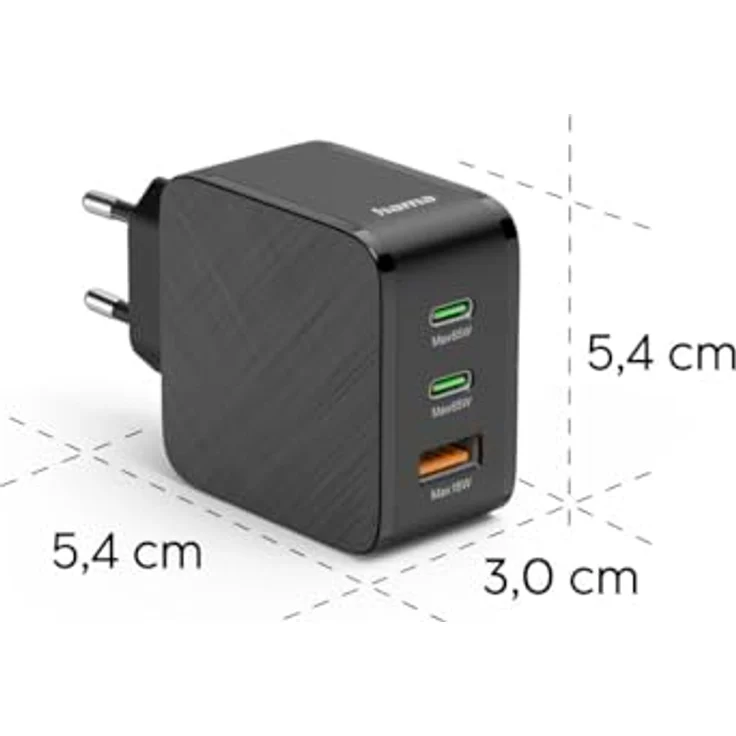 Hama Schnellladegerät, 65 W mit 2x USB-C PD und 1x USB-A QC, Schwarz – Bild 5