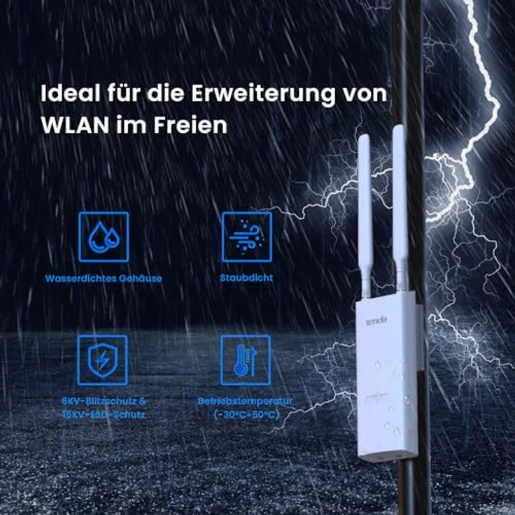 Tenda OAP1200, Outdoor Access Point PoE Gigabit WLAN mit 1167 Mbit/s, IP65 Gehäuse für Außenbereich und Garten – Bild 6