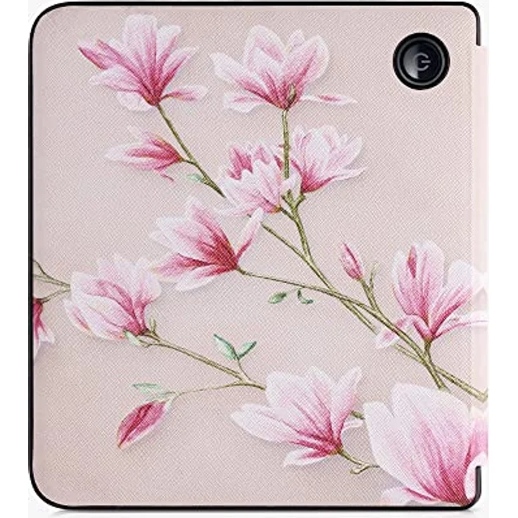 kwmobile Klapphülle kompatibel mit Kobo Libra 2 - eReader Case in Magnolien Rosa Weiß Altrosa mit Magnetverschluss und Kunstlederoberfläche – Bild 2