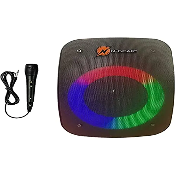 N-Gear LGP4 STUDIO Bluetooth-Lautsprecher, Playback-Mikro-LED, Lichteffekt, Karaoke, Schwarz