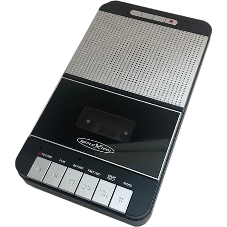 Reflexion CCR8018, tragbarer Kassettenrecorder mit One Touch-Aufnahmefunktion und USB MP3 Wiedergabe, Schwarz