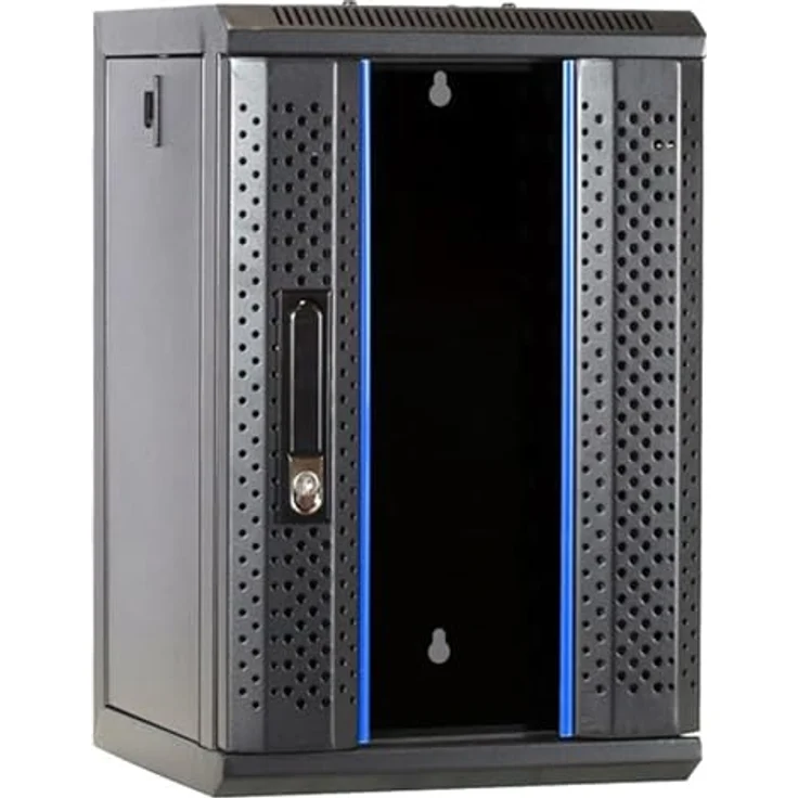 DSIT 9 HE 10 Zoll Serverschrank, mit Glastür, (BxTxH) 312x310x486mm, Schwarz, abschließbar, für Zuhause und im Büro – Bild 1