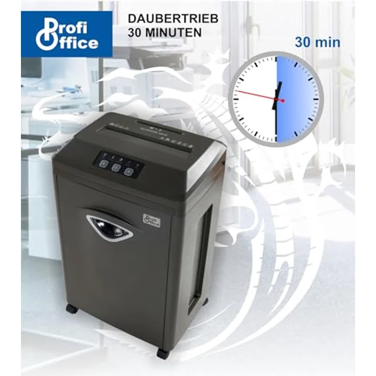 ProfiOffice Aktenvernichter Super Micro Partikelschnitt P-7 Alligator 305 M - 5 Blatt, 30 min Dauerbetrieb, leise und sicher DSGVO konform, schwarz (91957) – Bild 5