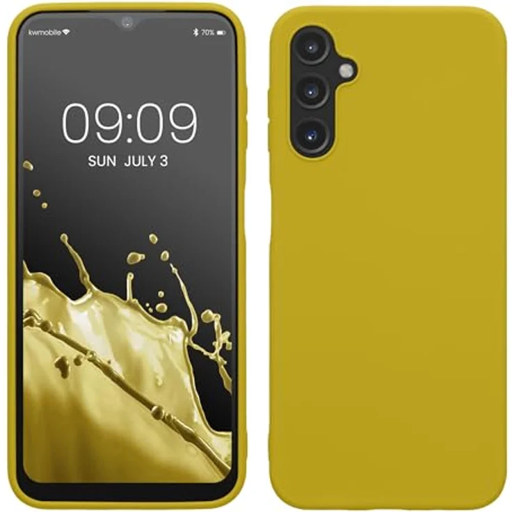 kwmobile Handyhülle für Samsung Galaxy A14 5G, TPU Case in Strahlend Gelb, kabelloses Laden, rutschfest und flexibel – Bild 1