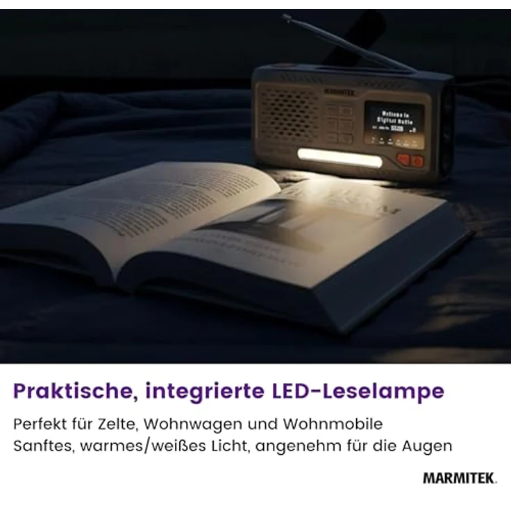 Marmitek RESQ 100, Kompaktes Kurbelradio mit DAB+/FM, Bluetooth, Solar- und Dynamo-Ladefunktion, Grau – Bild 6